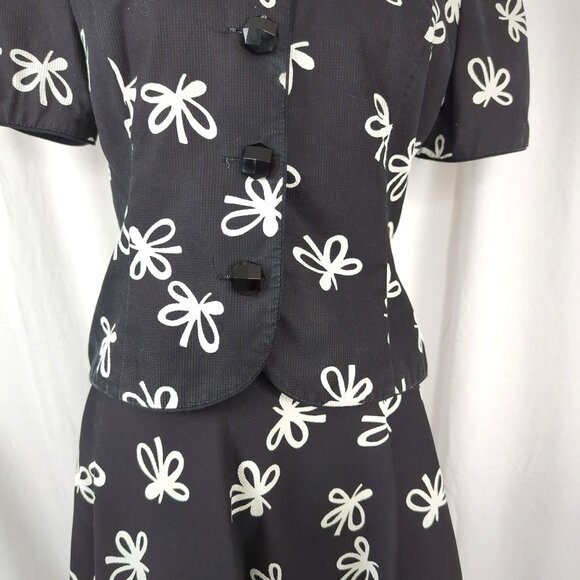 Vintage Maggy London Jeannene Booher Skirt Set Medium Top Black Bow - Picture 3 of 11